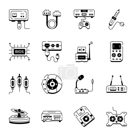 Illustration for Modern Collection of Computer Hardware Line Icons - Royalty Free Image
