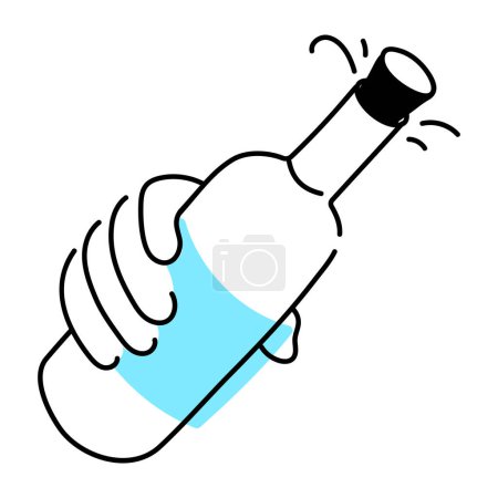 Illustration for Champagne bottle hand drawn icon - Royalty Free Image