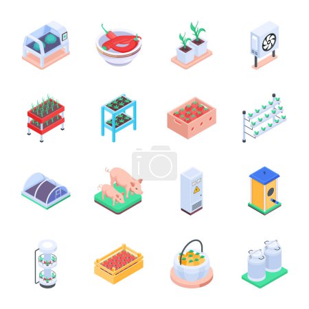 Illustration for Modern Collection of Agriculture Isometric Icons - Royalty Free Image