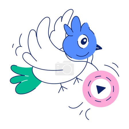 Illustration for An animated doodle illustration of bird video - Royalty Free Image
