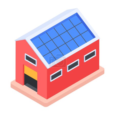 Téléchargez les illustrations : Maison avec panneaux solaires sur le toit vecteur icône isométrique - en licence libre de droit