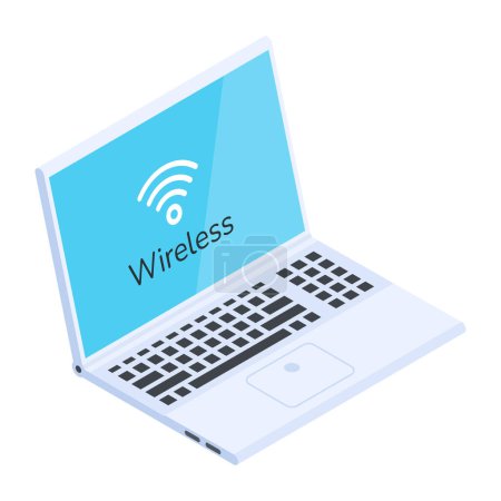 Illustration for Laptop wifi connection, isometric icon animation - Royalty Free Image
