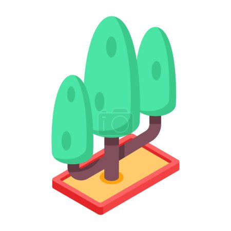 Illustration for Trendy Garden Trees Isometric Icon - Royalty Free Image