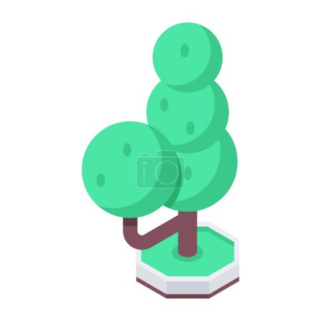 Illustration for Trendy Garden Tree Isometric Icon - Royalty Free Image