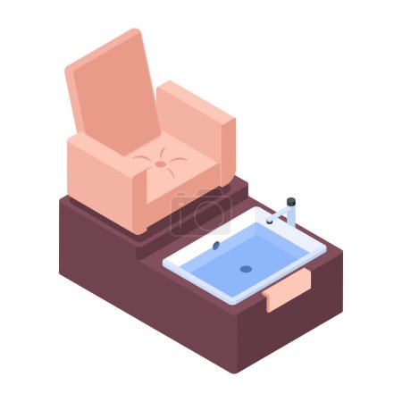Illustration for Feet washing chair isometric vector icon - Royalty Free Image
