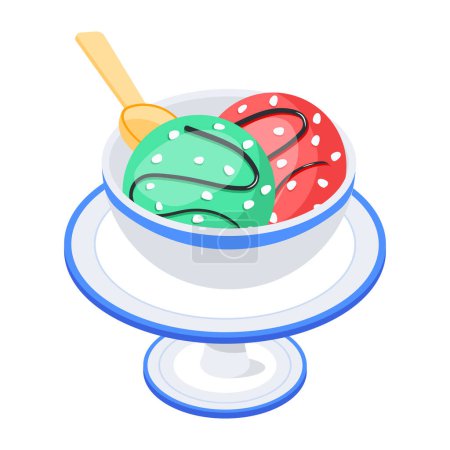 Téléchargez les illustrations : Icône crème glacée, icône de style isométrique - en licence libre de droit