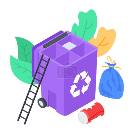 Téléchargez les illustrations : Recyclage bin icône vectoriel illustration fond - en licence libre de droit