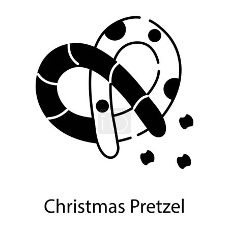 Téléchargez les illustrations : Pretzel de Noël icône vectoriel illustration isolé sur blanc - en licence libre de droit