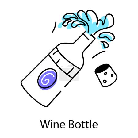 Téléchargez les illustrations : Bouteille ouverte de vin et liège, illustration vectorielle - en licence libre de droit