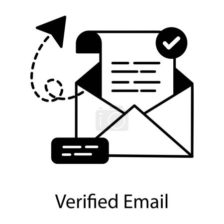 Ilustración de Icono de correo electrónico verificado en el diseño de línea, ilustración vectorial - Imagen libre de derechos