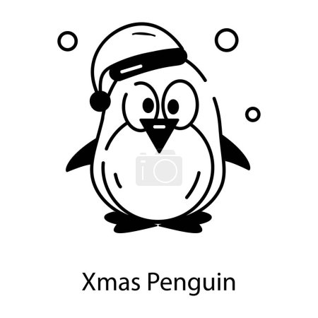 Ilustración de Icono de dibujos animados pingüino, ilustración vectorial sobre fondo blanco - Imagen libre de derechos