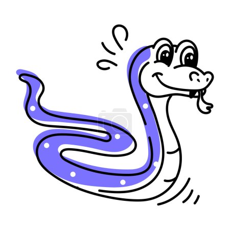 Illustration for Cute funny snake vector cartoon. Reptile isolated on white background - Royalty Free Image