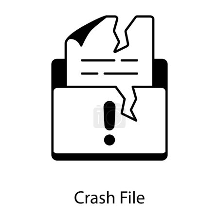 Téléchargez les illustrations : Fichier crash icône de dossier isolé sur fond blanc - en licence libre de droit