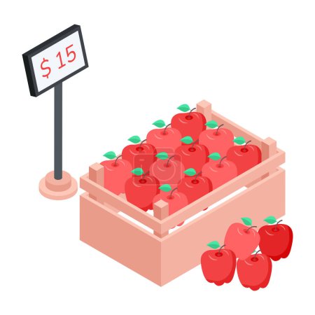 Illustration for Vector illustration for apples on the market - Royalty Free Image