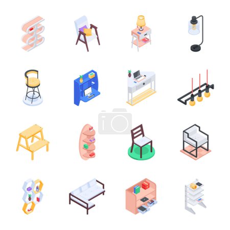Illustration for Interior elements for home vector icons design - Royalty Free Image