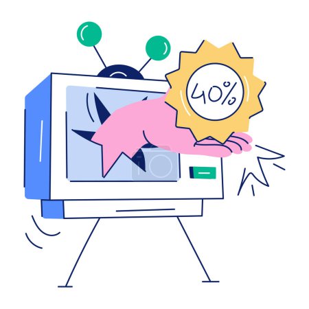 Illustration for Get this hand drawn illustration of tv advertisement - Royalty Free Image