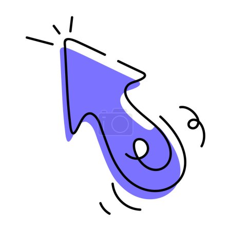 Ilustración de Flecha púrpura en estilo doodle aislado - Imagen libre de derechos