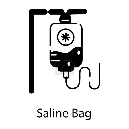 Téléchargez les illustrations : Icône sac saline, illustration vectorielle sur fond blanc - en licence libre de droit