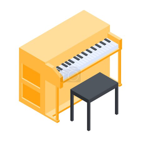 Téléchargez les illustrations : Icône piano, illustration vectorielle sur fond blanc - en licence libre de droit