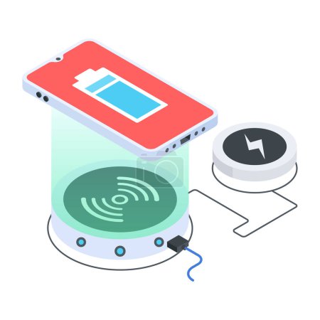 Illustration for Phone wireless charging station, vector illustration simple design - Royalty Free Image