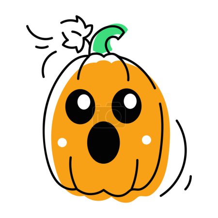 Ilustración de Asustado halloween calabaza personaje de dibujos animados - Imagen libre de derechos
