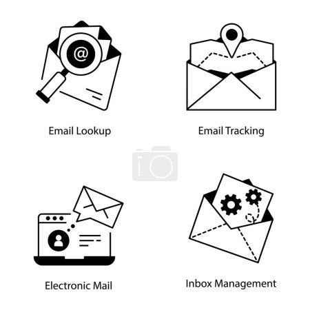 Ilustración de Conjunto de iconos de correo electrónico, vector de fondo conjunto - Imagen libre de derechos