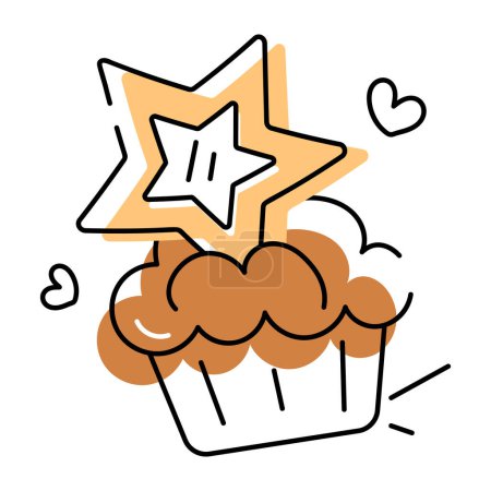 Ilustración de Fondo de galletas estilo Doodle diseñado con varios artículos de confitería como galletas, pasteles y pan - Imagen libre de derechos