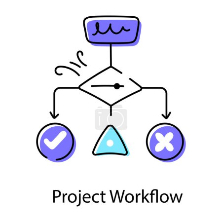 Ilustración de Icono del flujo de trabajo del proyecto en diseño de línea - Imagen libre de derechos