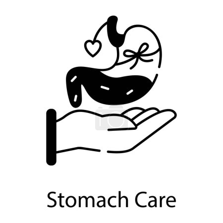 Téléchargez les illustrations : Icône de l'estomac. illustration en noir sur fond blanc. vecteur - en licence libre de droit