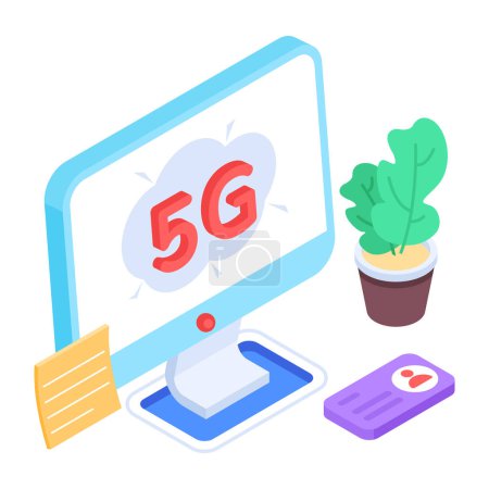 Ilustración de Icono de internet 5G, ilustración vectorial sobre fondo blanco - Imagen libre de derechos