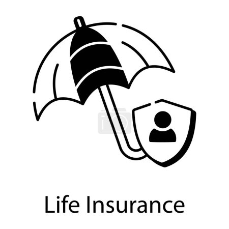 Ilustración de Icono del seguro de vida y paraguas en el diseño de línea - Imagen libre de derechos