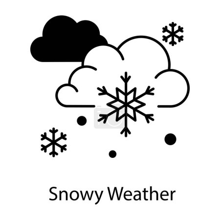 Illustration for Snowy weather icon in line style - Royalty Free Image
