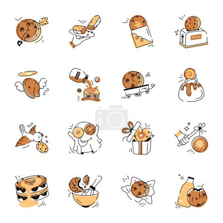 Illustration for A doodle icons of cookies - Royalty Free Image