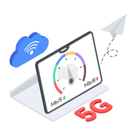 Téléchargez les illustrations : Icône réseau 5G, illustration vectorielle sur fond blanc - en licence libre de droit