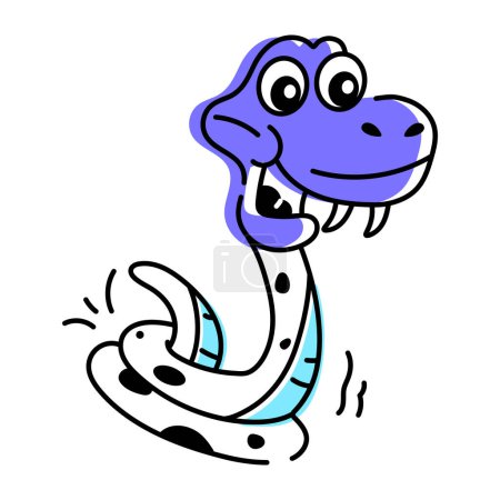 Téléchargez les illustrations : Mignon dessin animé drôle de vecteur de serpent. Reptile isolé sur fond blanc - en licence libre de droit