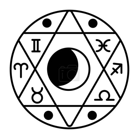 Téléchargez les illustrations : Icône de ligne d'astrologie mystique et de divination - en licence libre de droit