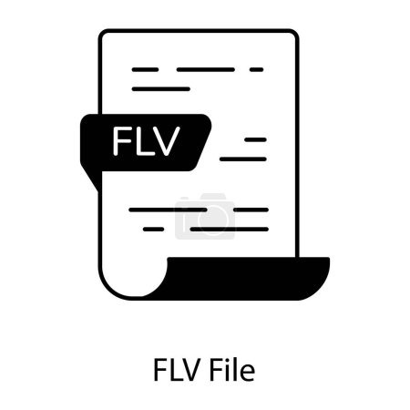 FLV file icon isolated on white background, vector illustration 