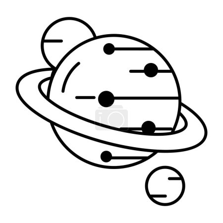 Téléchargez les illustrations : Icônes planètes, illustration vectorielle sur fond blanc - en licence libre de droit