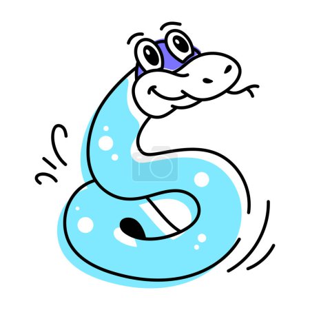 Ilustración de Linda serpiente divertida vector de dibujos animados. Reptil aislado sobre fondo blanco - Imagen libre de derechos