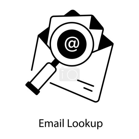Illustration for Get a line icon depicting email lookup - Royalty Free Image