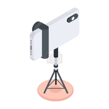 Ilustración de Teléfono en el icono del trípode aislado sobre fondo blanco, ilustración vectorial - Imagen libre de derechos