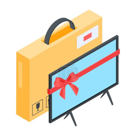 Illustration for New TV cartoon illustration of gift box vector icons for web - Royalty Free Image
