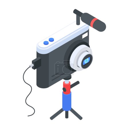 Ilustración de Cámara de vídeo con icono de vector de micrófono - Imagen libre de derechos