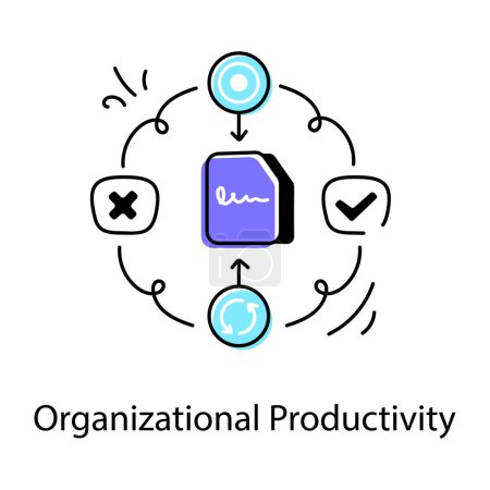 Ilustración de Icono de vector de productividad organizacional en diseño de línea - Imagen libre de derechos