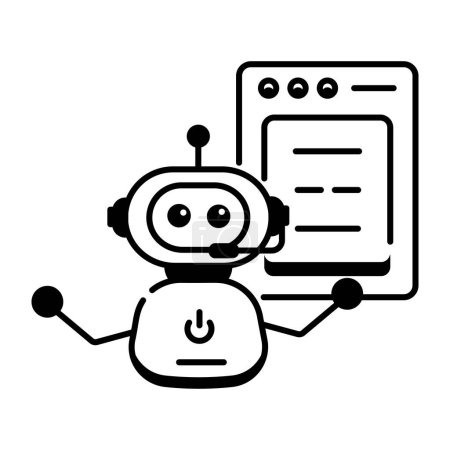Téléchargez les illustrations : Icône robot, illustration vectorielle sur fond blanc - en licence libre de droit