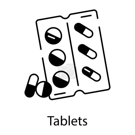 Ilustración de Una tira de tabletas, tira médica - Imagen libre de derechos