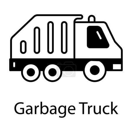 Illustration for Garbage truck icon in line design. - Royalty Free Image