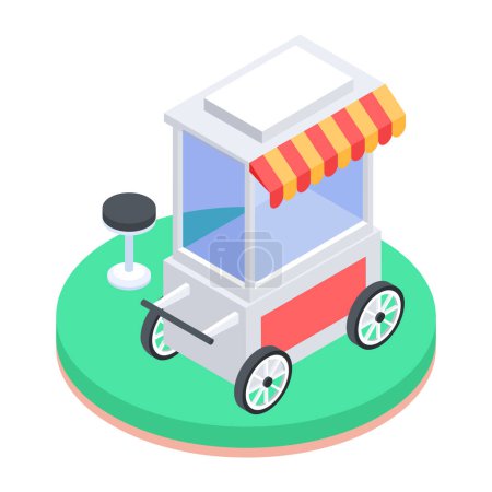 Téléchargez les illustrations : Illustration vectorielle de l'icône de chariot de crème glacée - en licence libre de droit