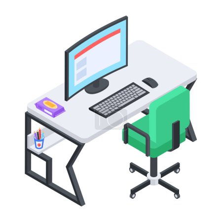 Illustration for Trendy isometric icon of office cabin furniture - Royalty Free Image