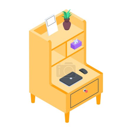 Illustration for Shelf with a laptop, vector illustration simple design - Royalty Free Image